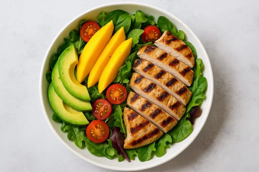 20250502_1328_Ensalada de Pollo Tropical_simple_compose_01jt90jm40fa48nyjm21q65tq6